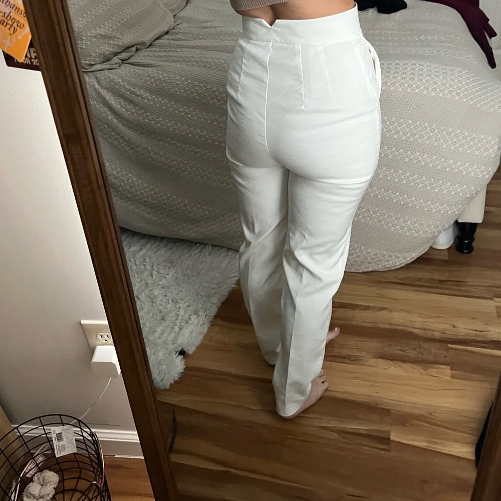 Zara pocket pant notched back High Waisted Pants trouser xs - Picture 3 of 9